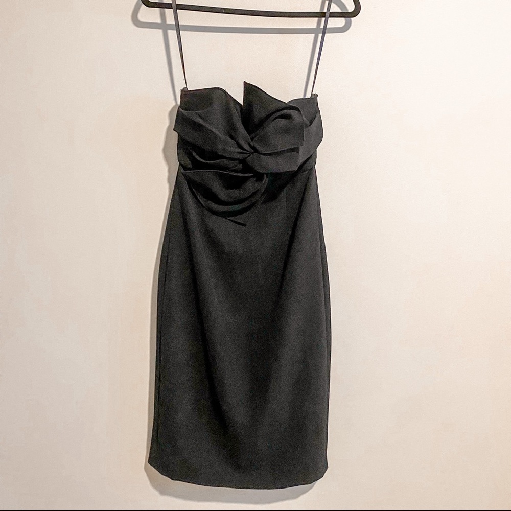 Club Monaco Black Strapless Bow Dress Size 0 - Picture 2 of 7